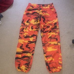 Orange camo army joggers